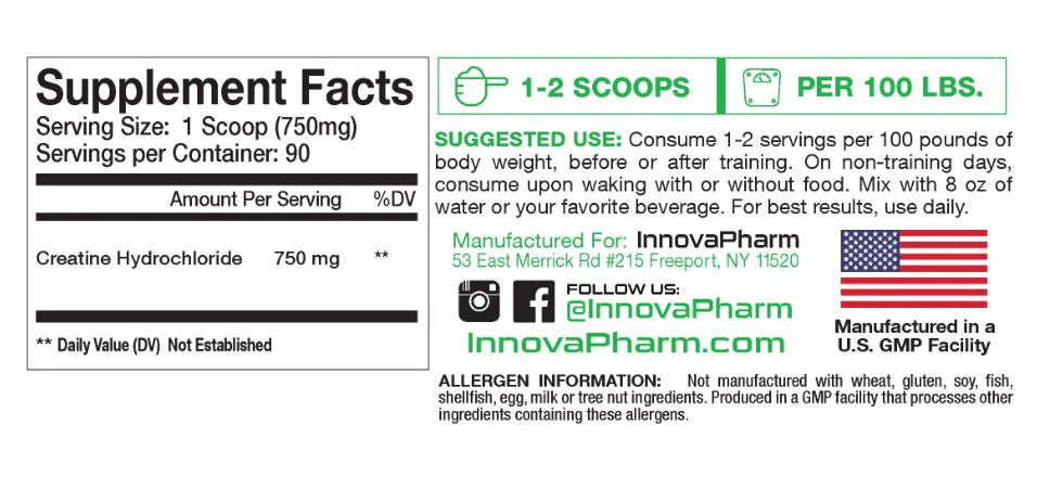 InnovaPharm Raw Performance Creatine HCl - Blue Radsicle