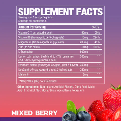 Raw Sleep Formula Powder with NooGandha® | 30 Servings Strawberry KIWI
